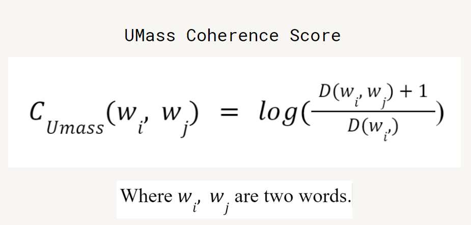 Formula for UMass Coherence Score